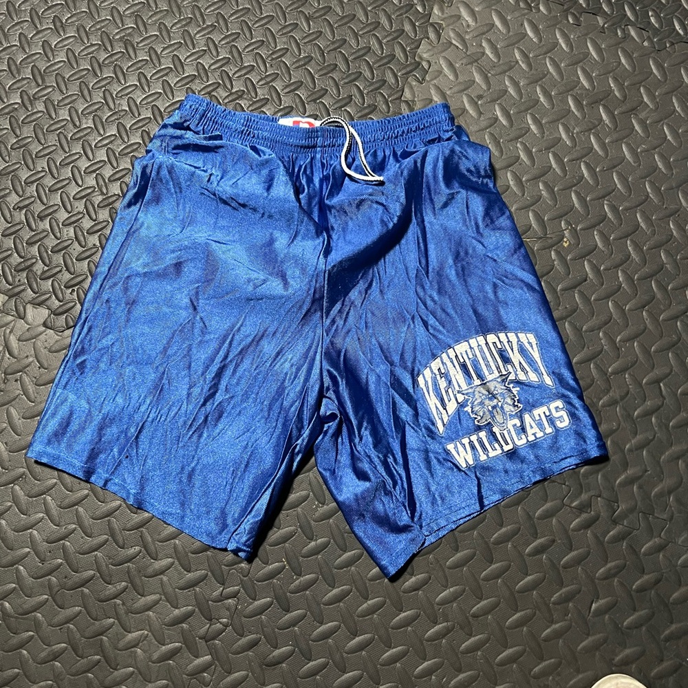 Blue Athletic Shorts with Elastic Waistband and Drawstring